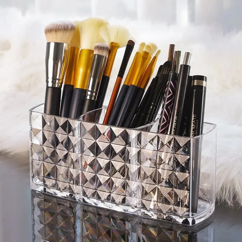 1Pcs/2Pcs Diamond Patterned Mirror Cabinet Storage Box, Bathroom, Bathroom, Cosmetics, Lipstick Storage Rack