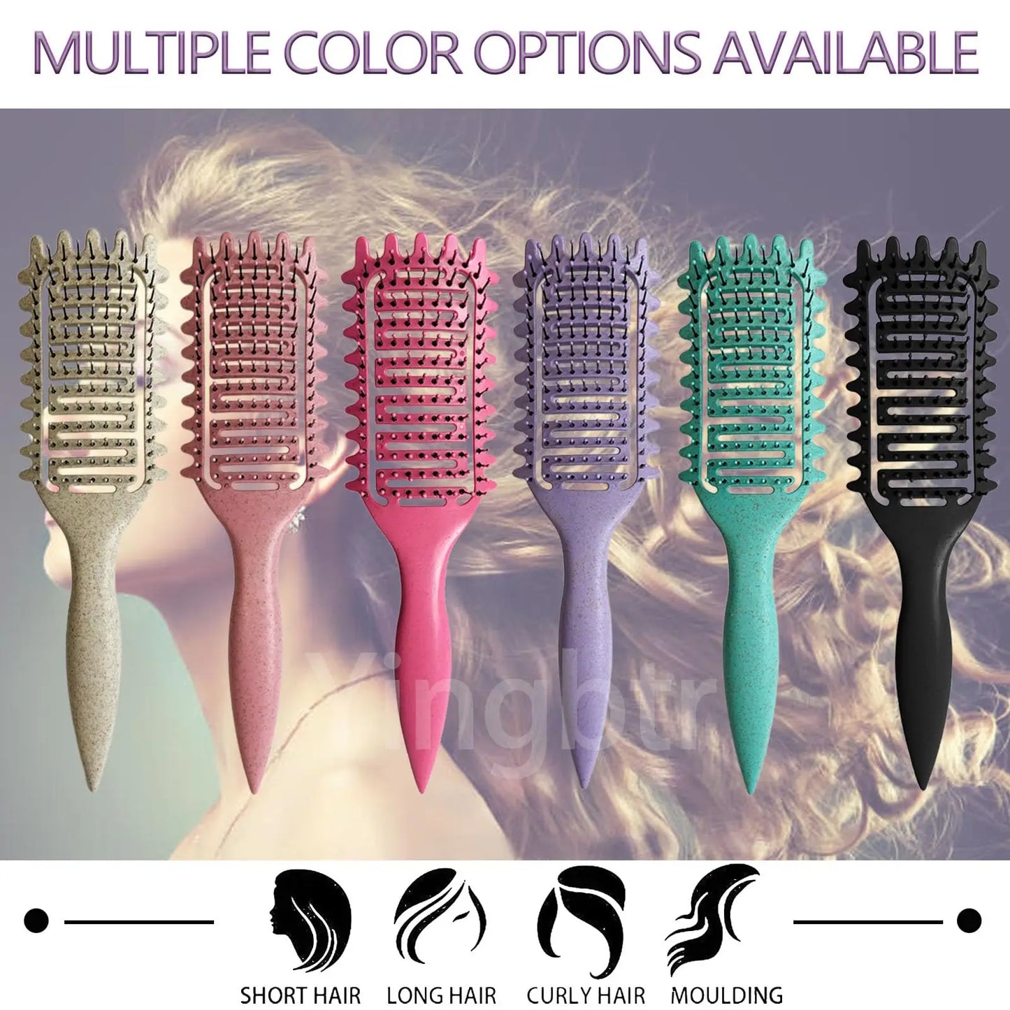 Anti-static Brush Hollow out Curl Define Styling Brush Beard Comb Styling Detangling Brush Multi-purpose Home Styling Tools